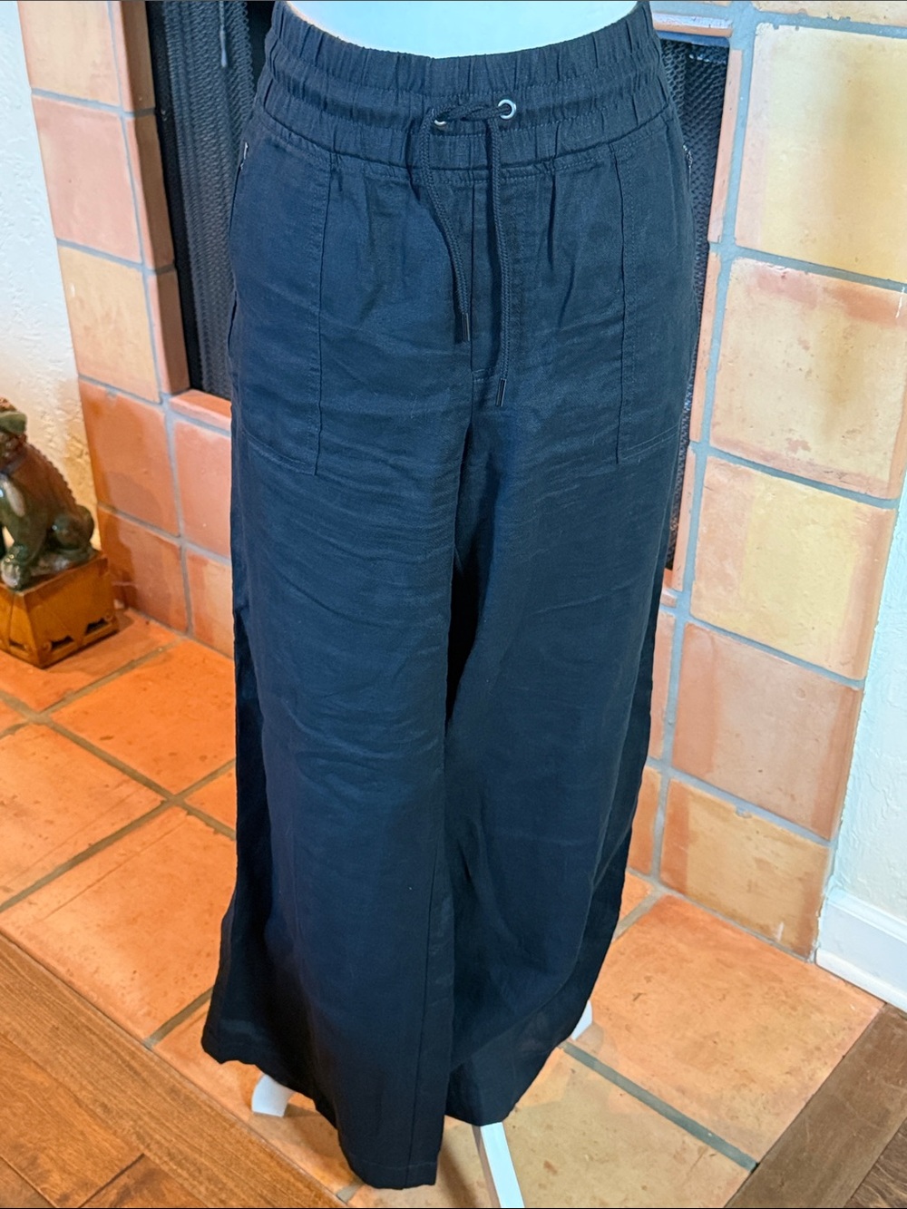 Athleta Black Cabo Wide Leg Linen Pant, size 12
